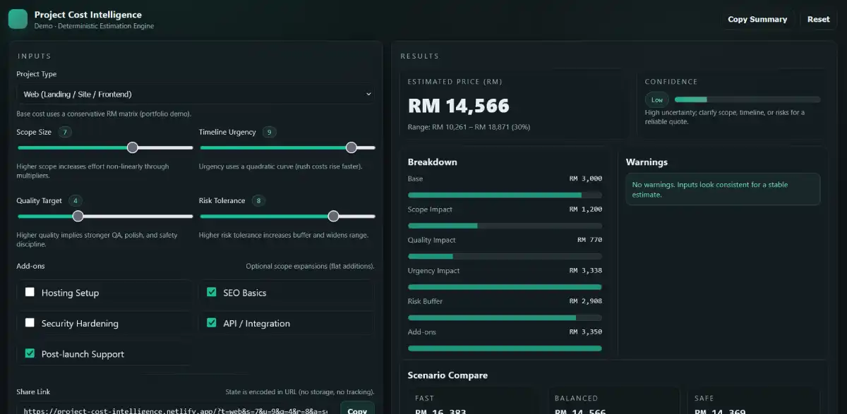 Project Cost Intelligence, Estimation Engine