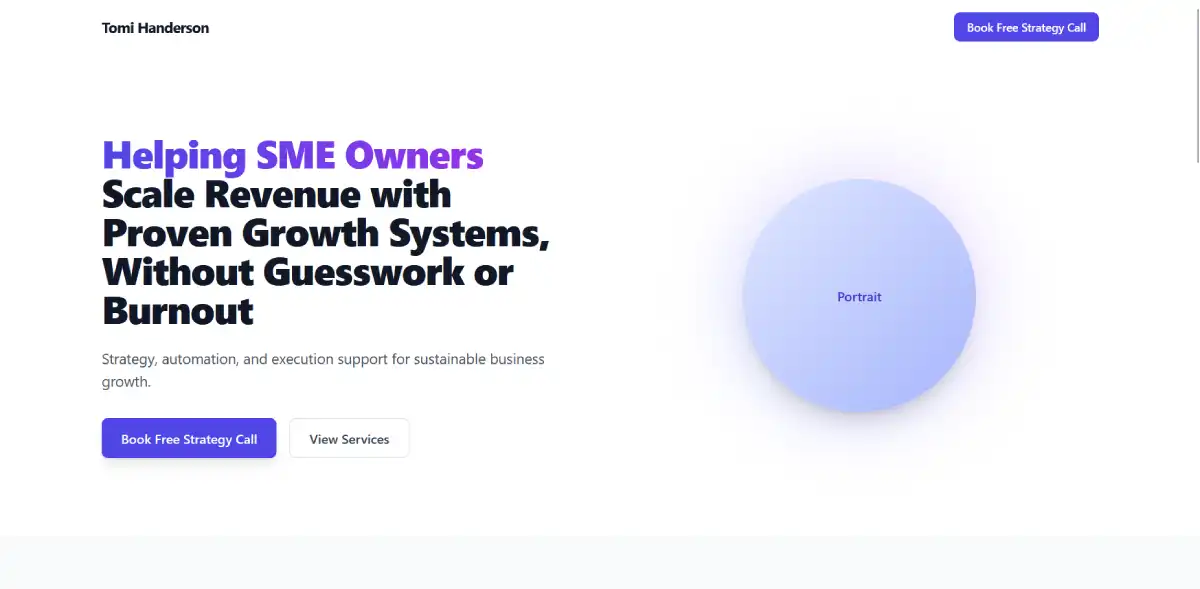 Tomi Consultant Business Landing Demo